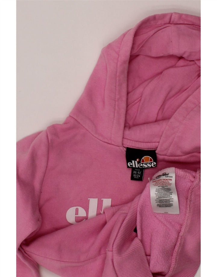 ELLESSE Suéter gráfico com capuz para bebês meninas 18-24 meses algodão rosa