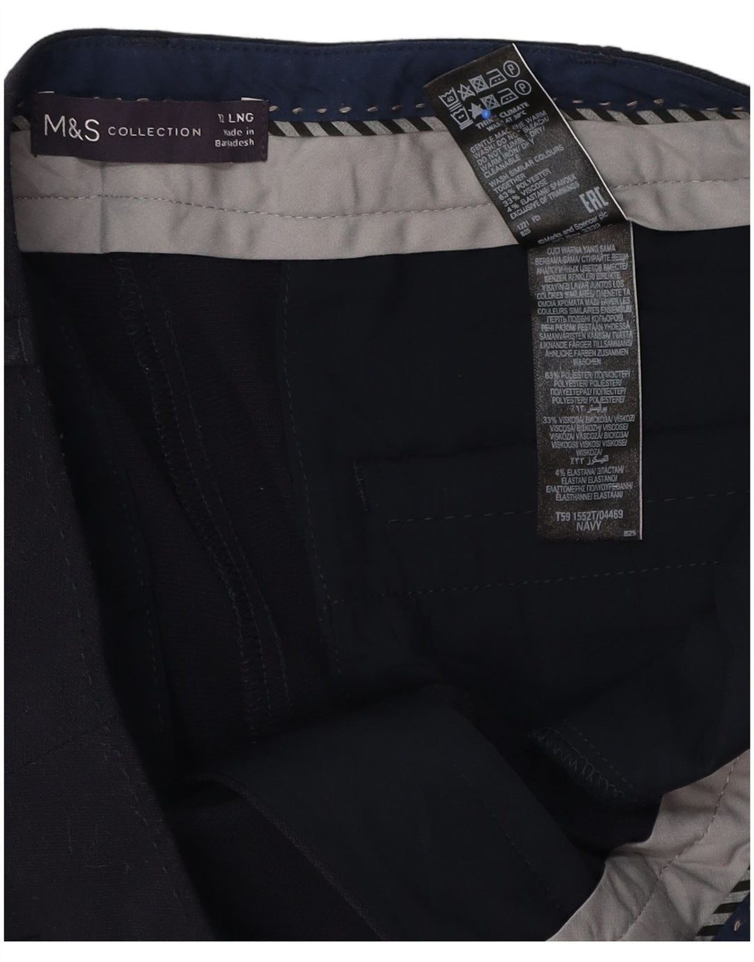 Calça feminina Marks & Spencer Reino Unido 12 médio W34 L32 azul marinho