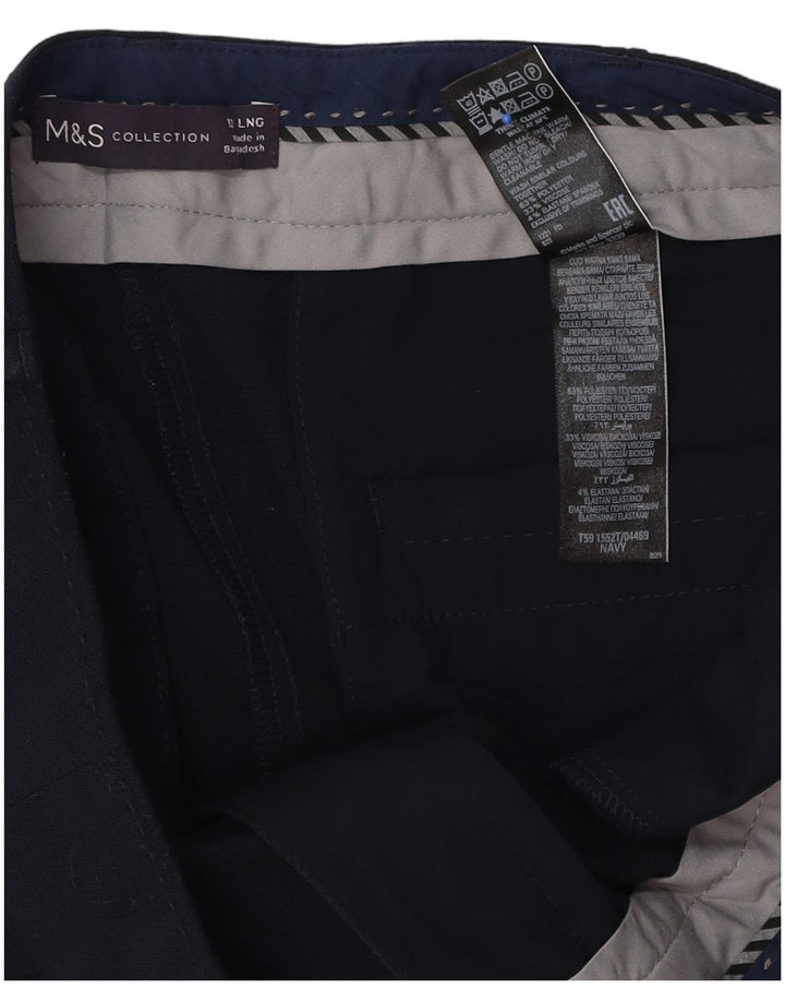 Calça feminina Marks & Spencer Reino Unido 12 médio W34 L32 azul marinho