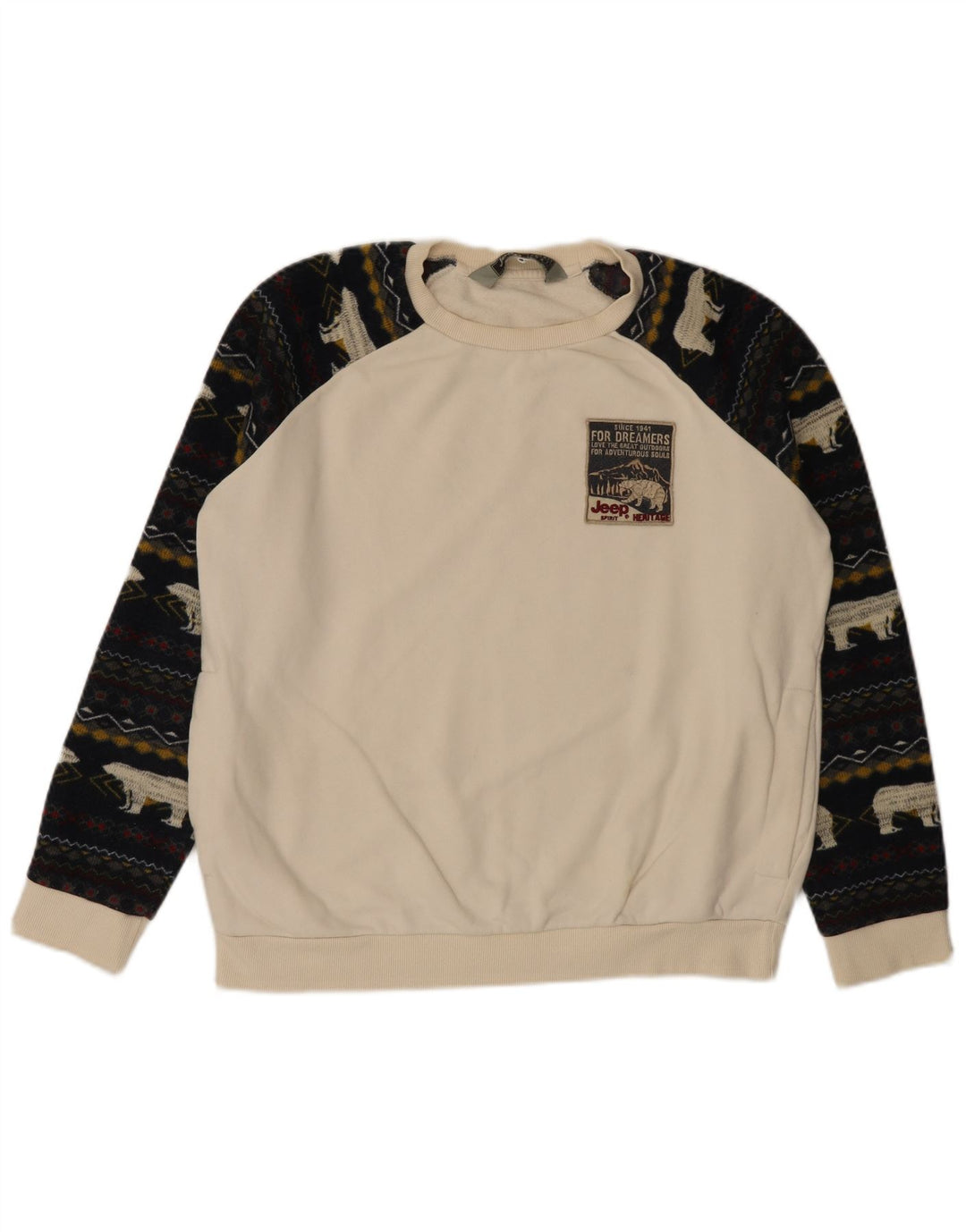 Jeep moletom masculino jumper grande branco Fair Isle