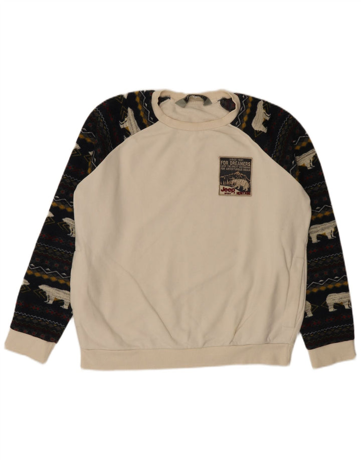 Jeep moletom masculino jumper grande branco Fair Isle