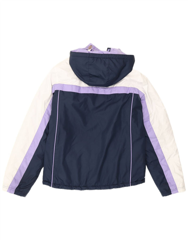 Jaqueta acolchoada com capuz Nike para meninas 13-14 anos XL roxo colorblock poliéster