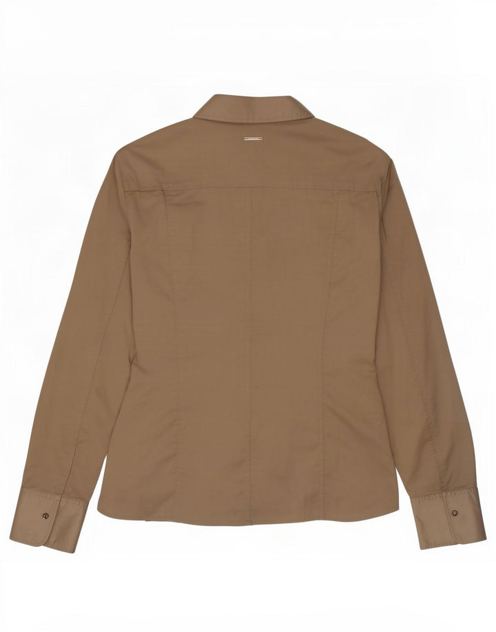 Camisa feminina Hugo Boss Reino Unido 14 grande algodão cáqui
