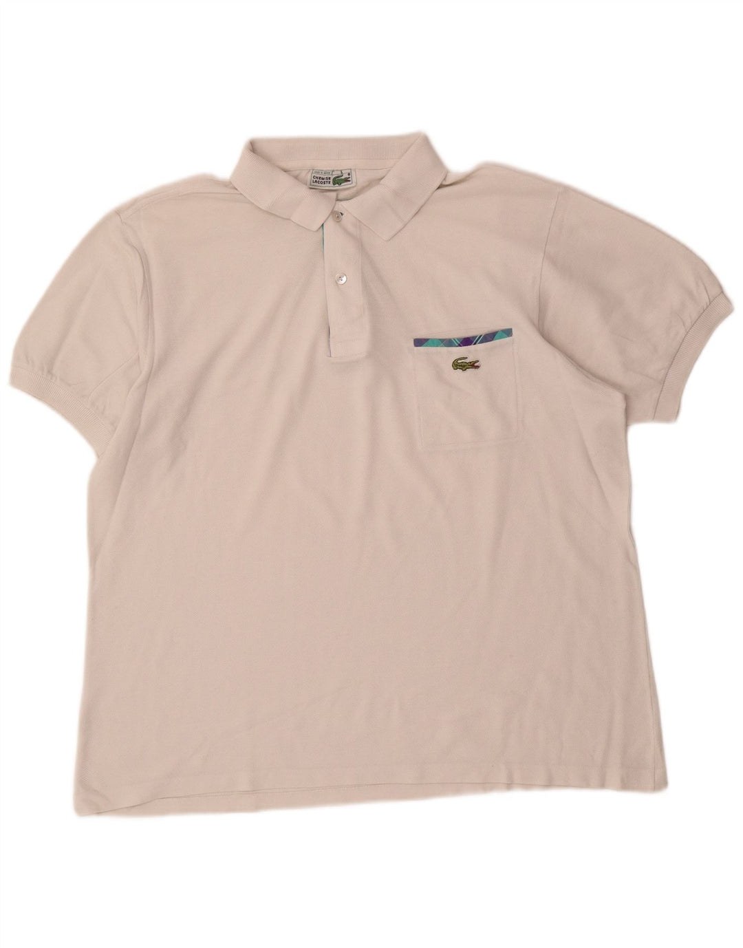 Camisa polo masculina Lacoste tamanho 6 XL algodão branco