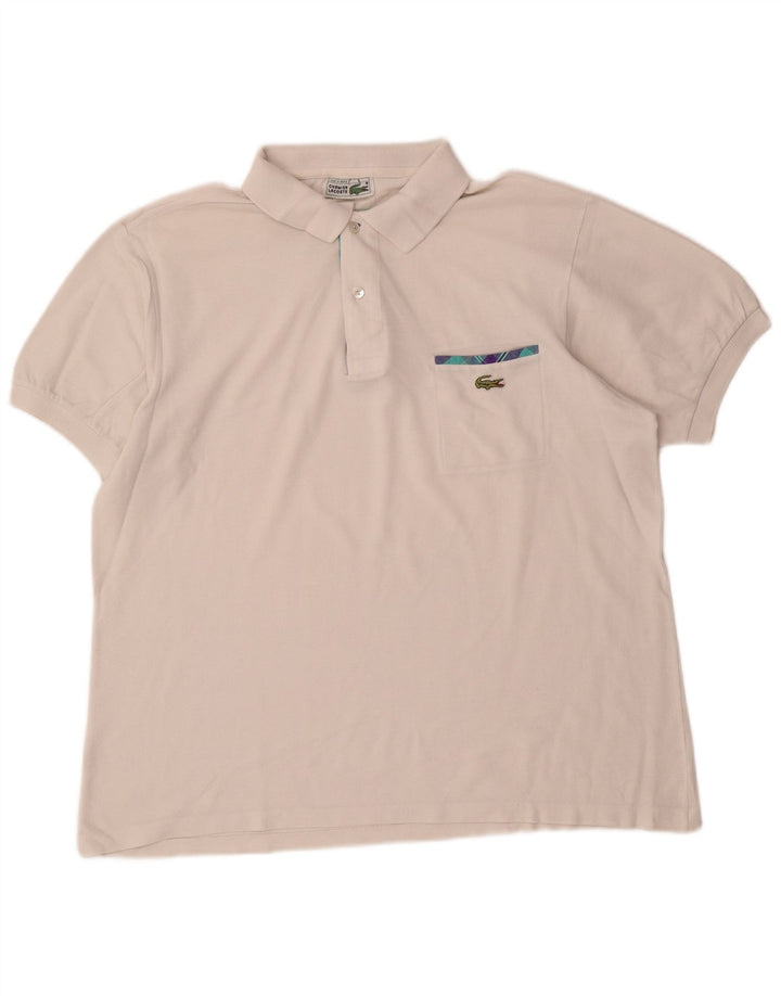 Camisa polo masculina Lacoste tamanho 6 XL algodão branco