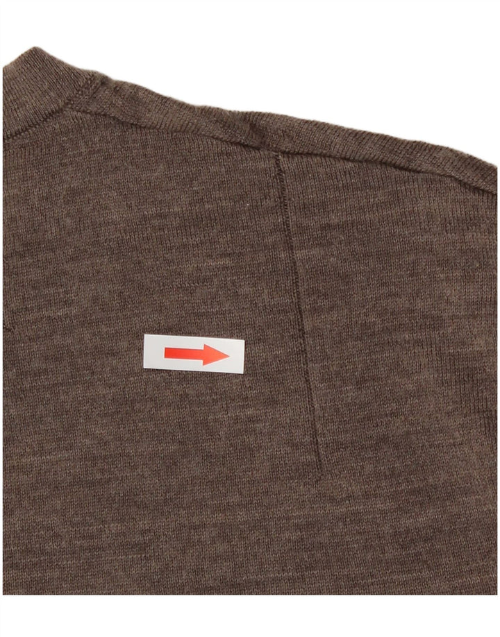 Suéter masculino All Saints com gola redonda, lã Merino marrom médio