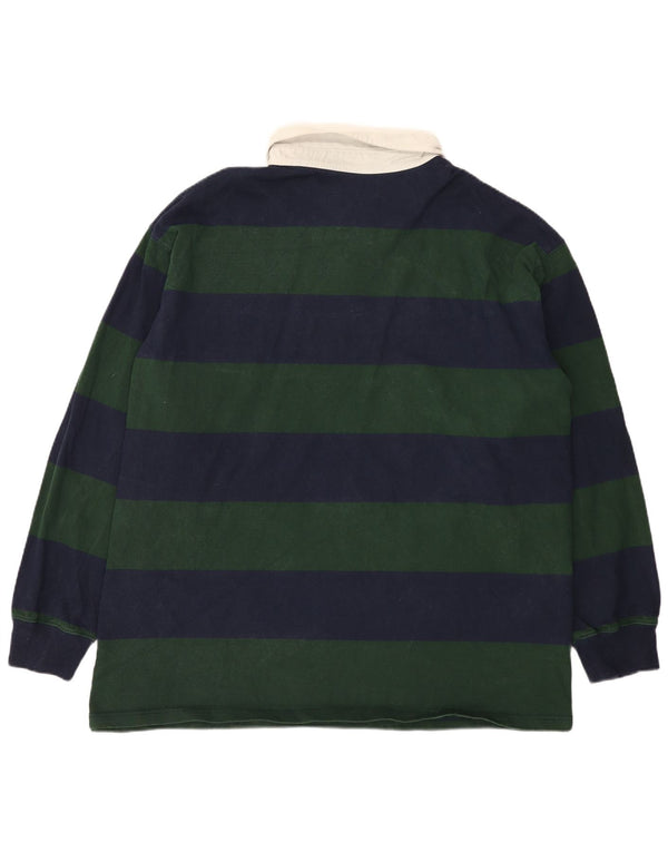 Polo Ralph Lauren Camisa masculina de rugby de manga comprida grande 4XL algodão listrado verde