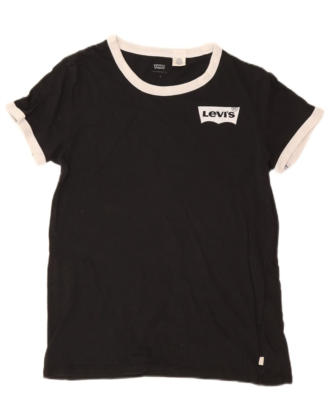 Camiseta feminina Levi's Top UK 10 pequena algodão preto