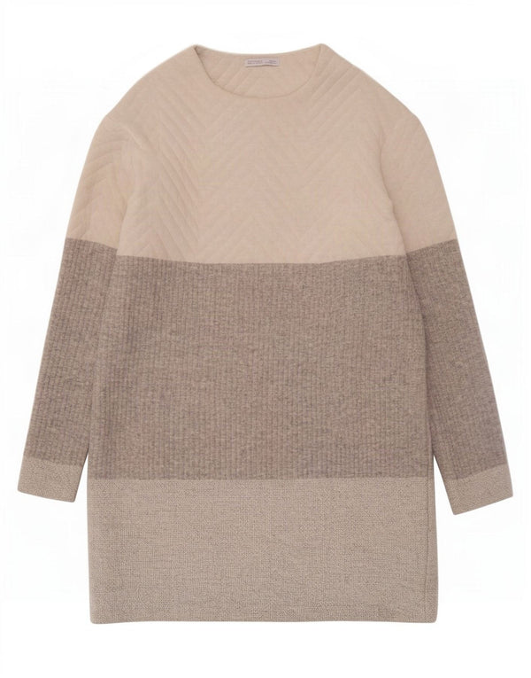 Vestido jumper feminino Zara UK 10 pequeno poliéster colorblock multicolorido