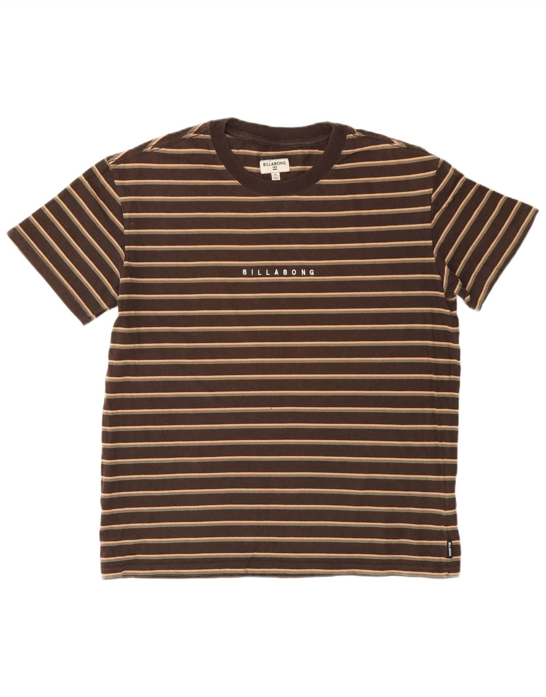 Camiseta masculina Billabong de algodão listrado marrom médio