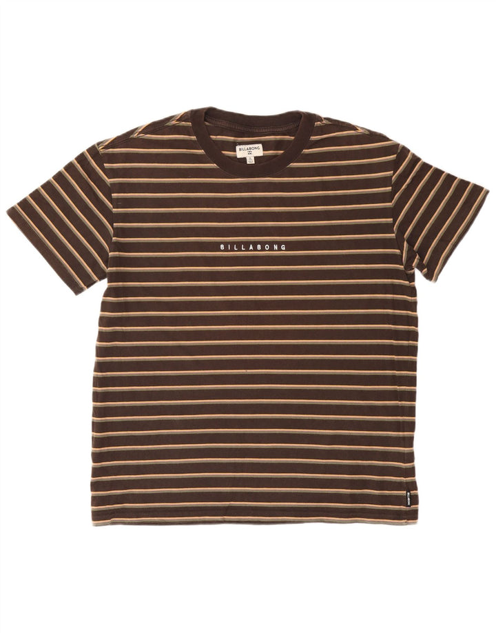 Camiseta masculina Billabong de algodão listrado marrom médio