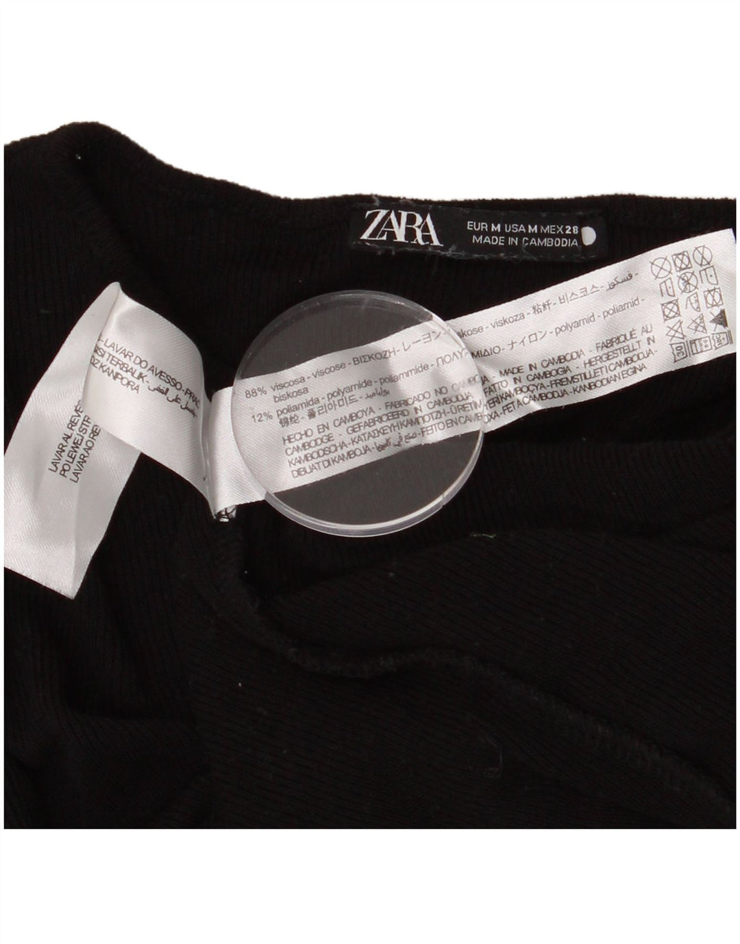 Suéter feminino ZARA com gola canoa Reino Unido 12 viscose preta média