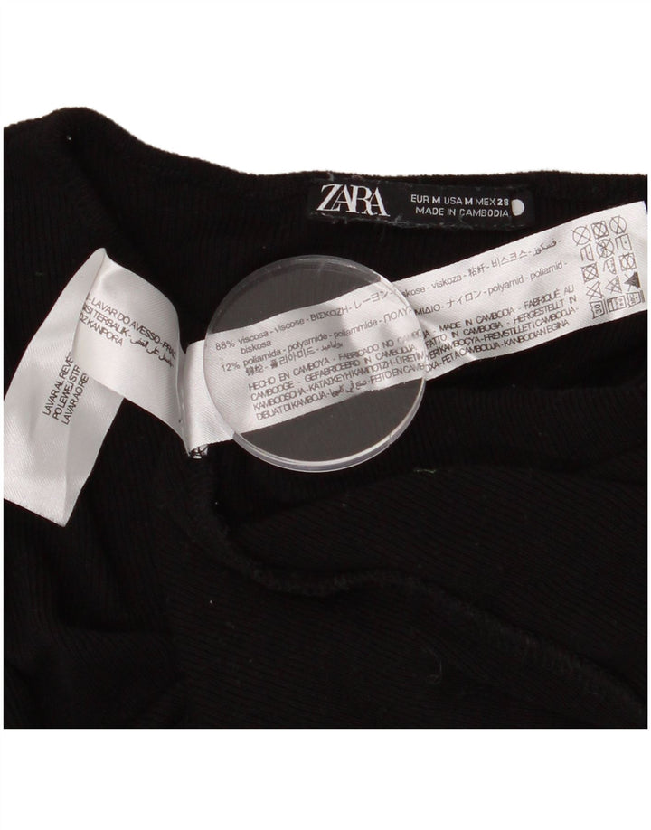 Suéter feminino ZARA com gola canoa Reino Unido 12 viscose preta média