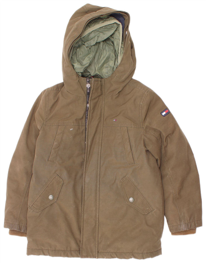 Jaqueta Parka com capuz para meninos Tommy Hilfiger 5-6 anos poliéster cáqui