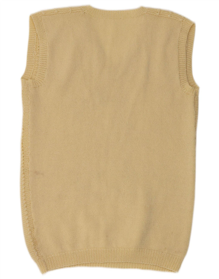 Top feminino vintage com colete UK 14 grande amarelo