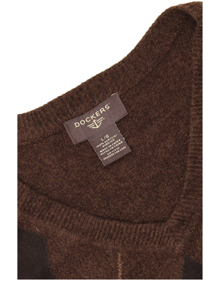 Regata masculina DOCKERS colete grande marrom argyle/acrílico diamante