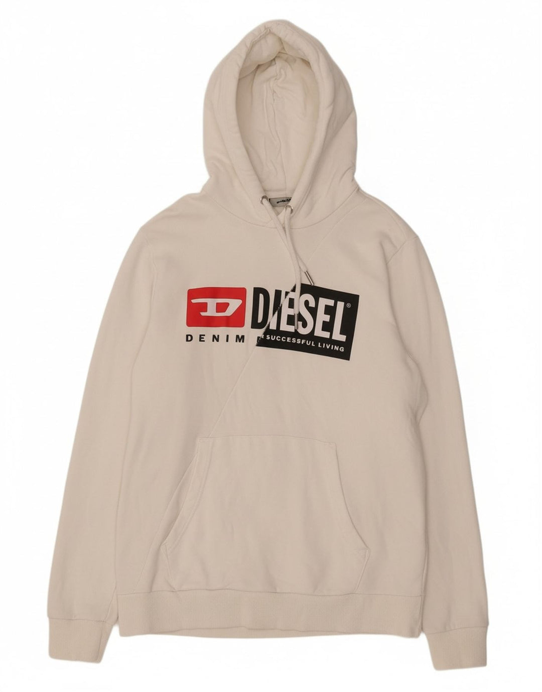 DIESEL moletom com capuz gráfico masculino médio algodão branco