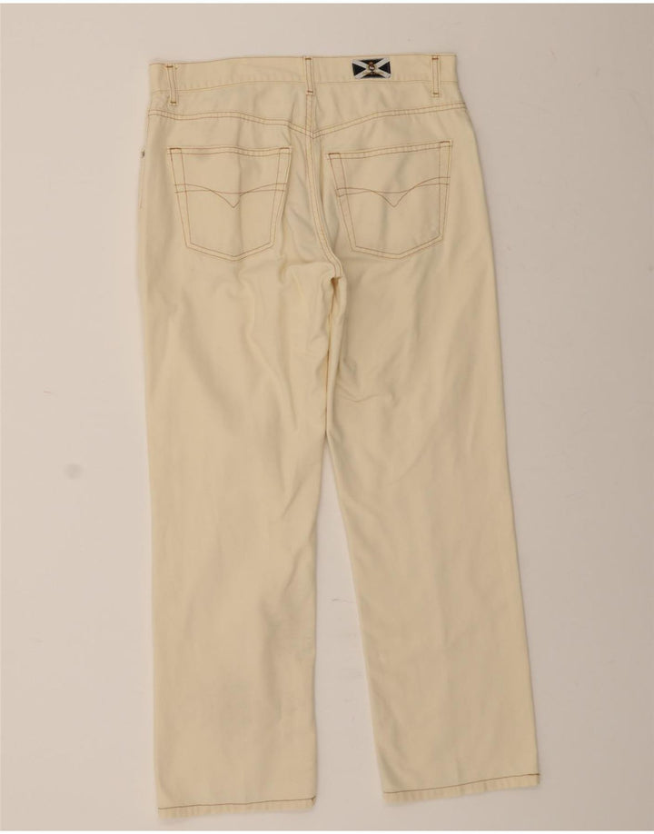 JOHNNY LAMBS Mens Straight Casual Trousers W36 L29 Off White Cotton Vintage Johnny Lambs and Second-Hand Johnny Lambs from Messina Hembry 