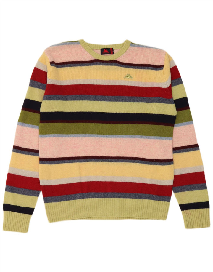 Suéter masculino Kappa com gola redonda, grande lã listrada multicolorida
