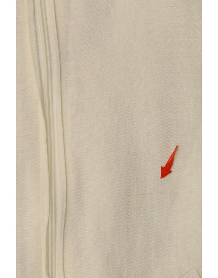 Jaqueta bomber feminina VINTAGE UK 12 médio off white colorblock viscose