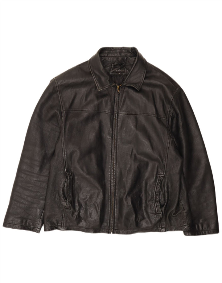Jaqueta de couro masculina VINTAGE UK 44 2XL preta