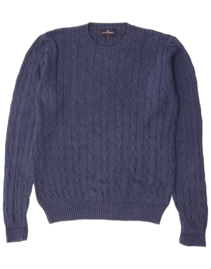 Suéter masculino Marks & Spencer Blue Harbor com gola redonda, azul marinho médio