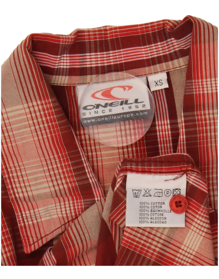 Camisa masculina de manga curta solta O'Neill XS de algodão xadrez vermelho