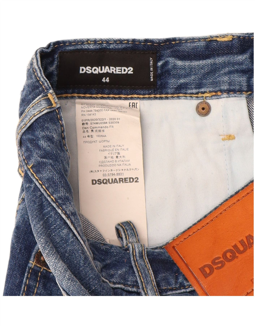 Shorts jeans feminino Dsquared2 desgastado IT 44 médio W28 algodão azul