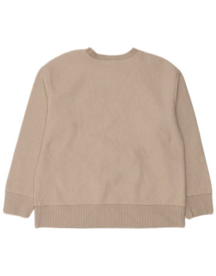 Zara Suéter feminino com gola redonda, Reino Unido 14 Médio Off White Poliéster