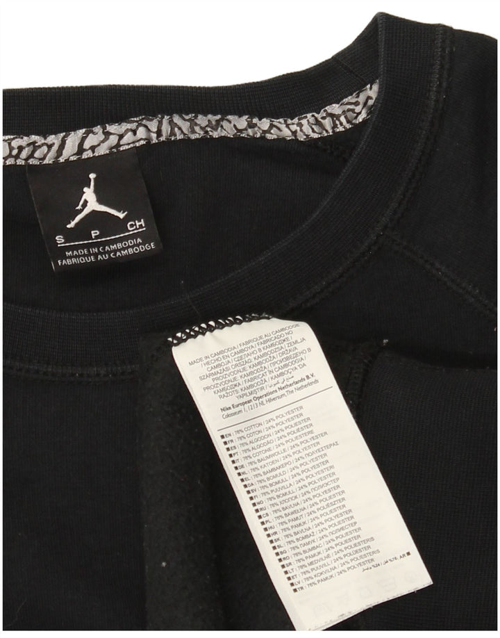 Jordan Mens Graphic Moletom Jumper Pequeno Algodão Preto