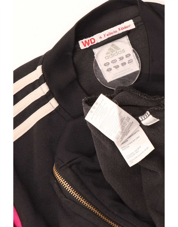 Adidas Womens Tracksuit Top Jacket UK 12 Médio Preto Colourblock Algodão