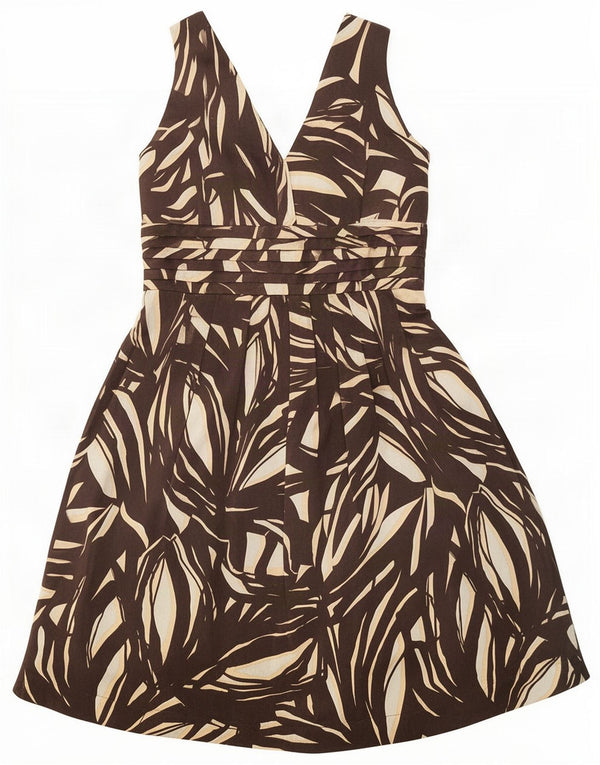Vestido Marks & Spencer Feminino Autograph A-Line UK 12 Médio Marrom Geométrico