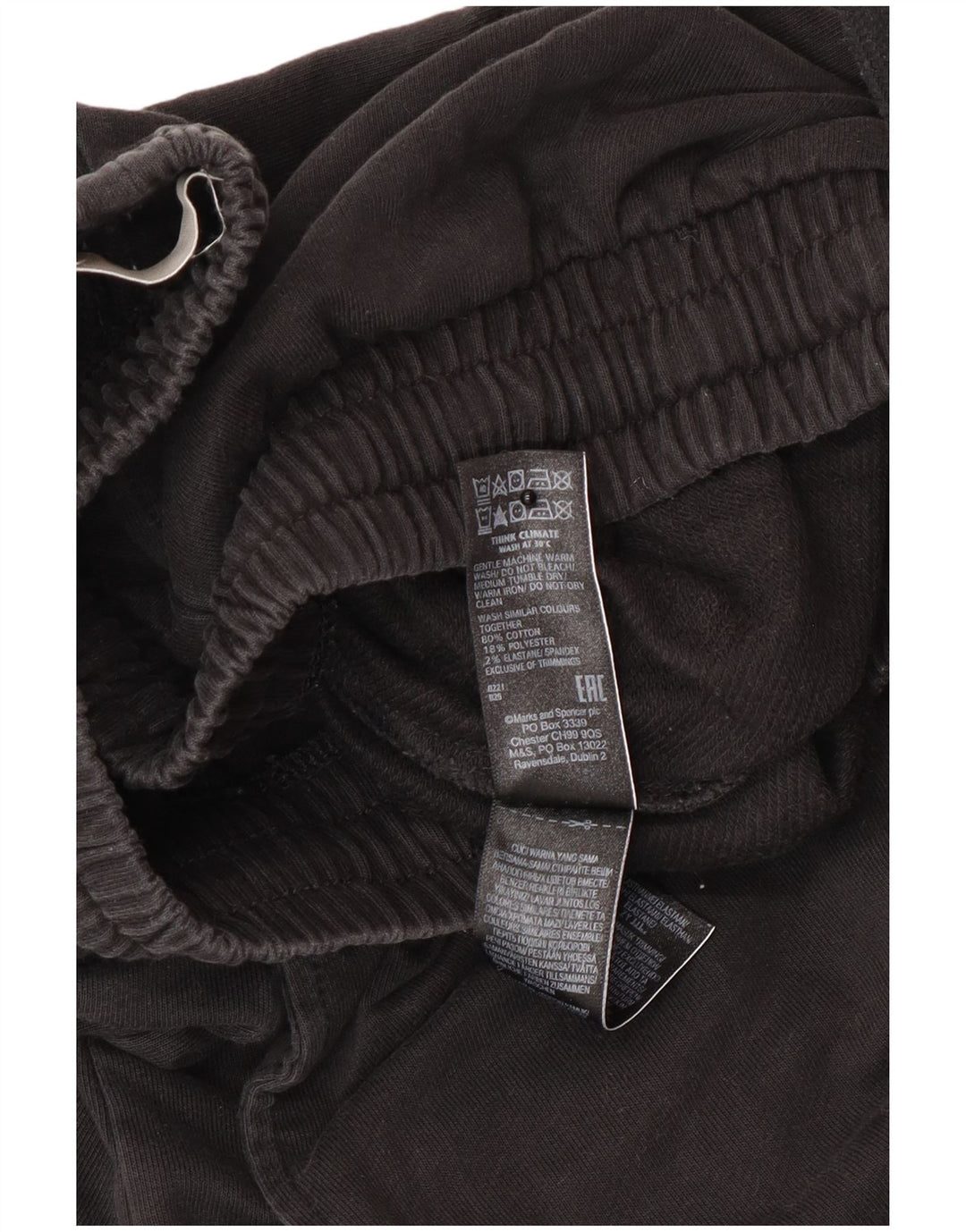 Calça de treino masculina Marks & Spencer de algodão preto médio
