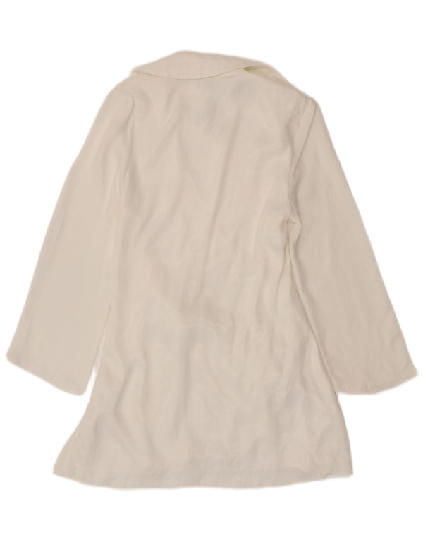 Vestido feminino de manga comprida Zara UK 12 médio branco viscose