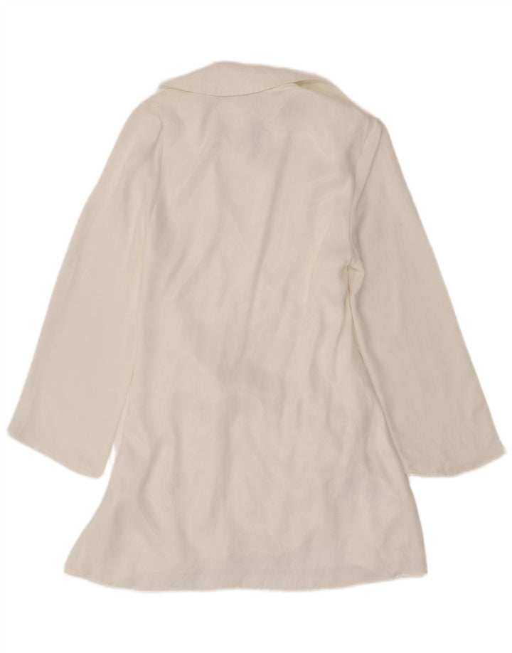 Vestido feminino de manga comprida Zara UK 12 médio branco viscose