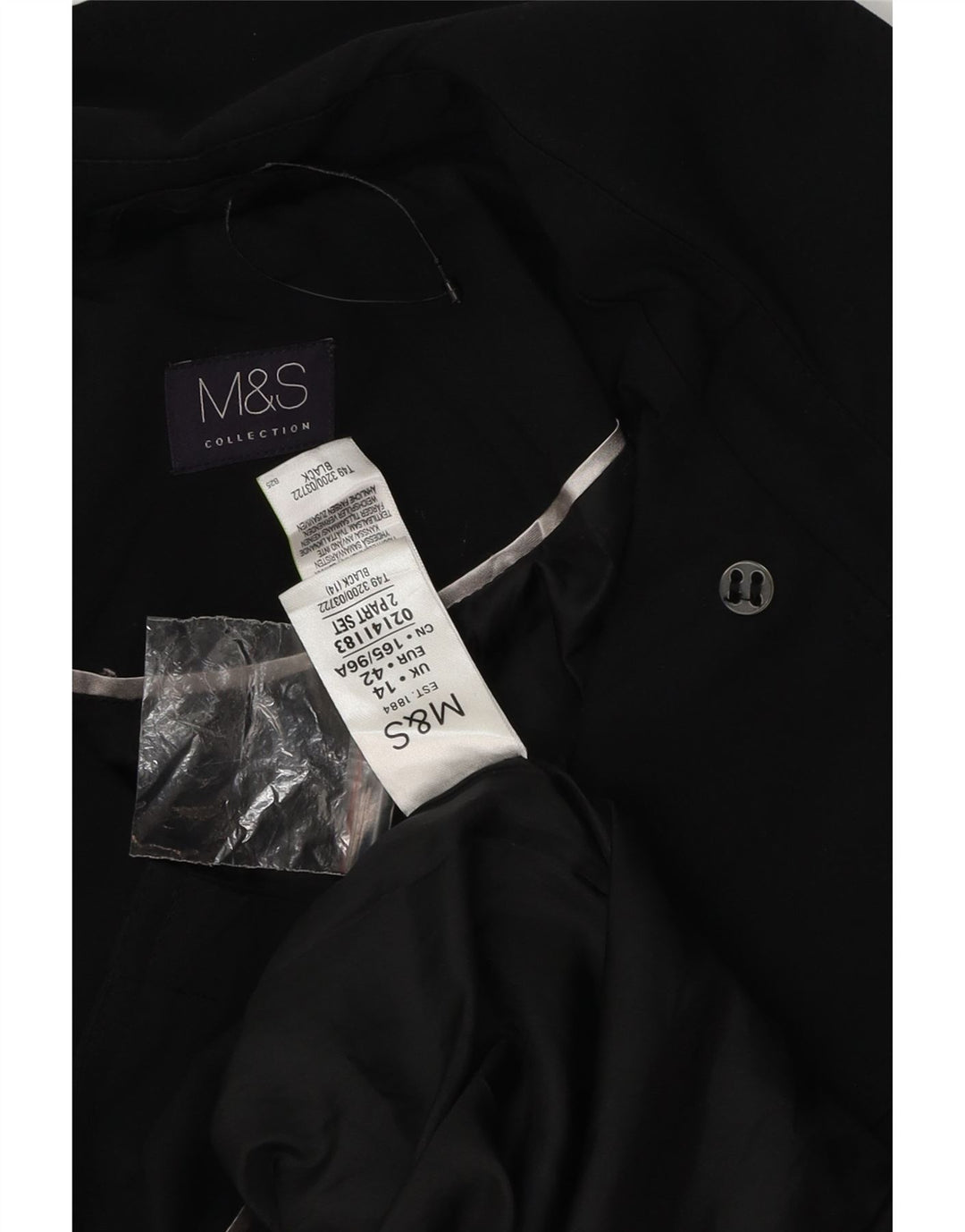 Casaco impermeável feminino Marks & Spencer Reino Unido 14 grande poliéster preto