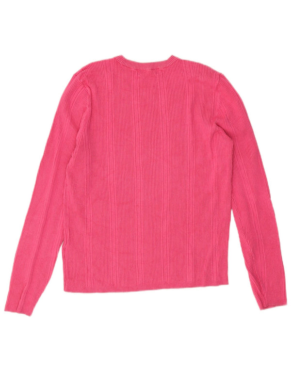 Suéter feminino Marks & Spencer com gola redonda Reino Unido 14 viscose rosa médio