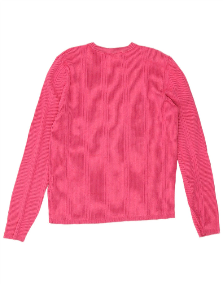 Suéter feminino Marks & Spencer com gola redonda Reino Unido 14 viscose rosa médio