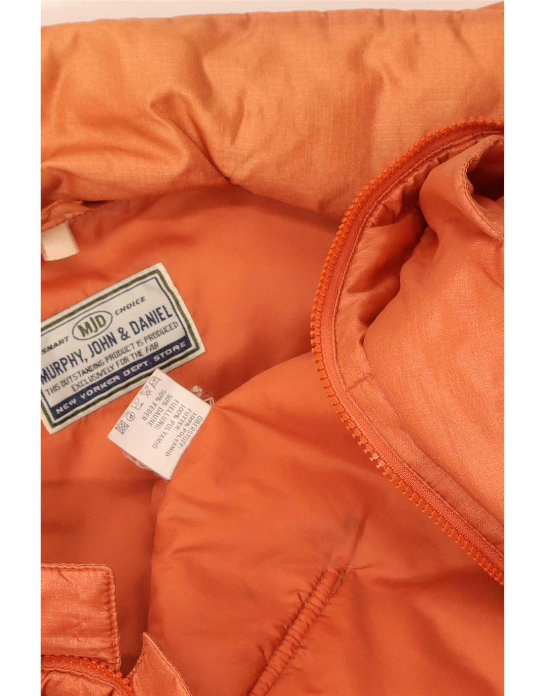 Jaqueta acolchoada vintage masculina de ajuste solto Reino Unido 40 grande poliamida laranja