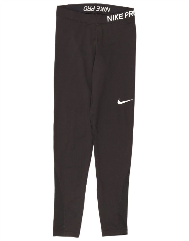 Leggings Nike Womens Dri Fit Graphic UK 8 Pequeno Poliéster Preto