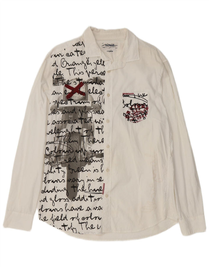 Camisa masculina DESIGUAL com ajuste regular gráfico grande de algodão branco