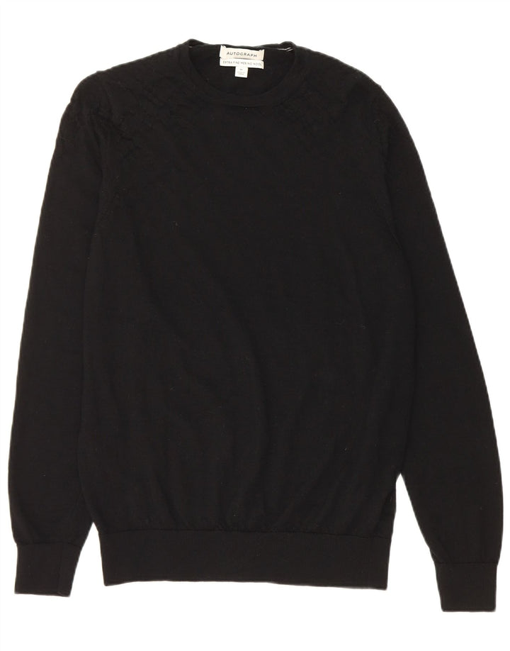 Suéter masculino Marks & Spencer Autograph com gola redonda, preto médio