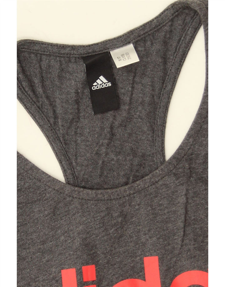 Adidas Womens Graphic Vest Top UK 8 Pequeno Cinza Flecked