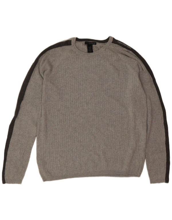 Suéter masculino Calvin Klein Jeans com gola redonda 2XL cinza colorblock