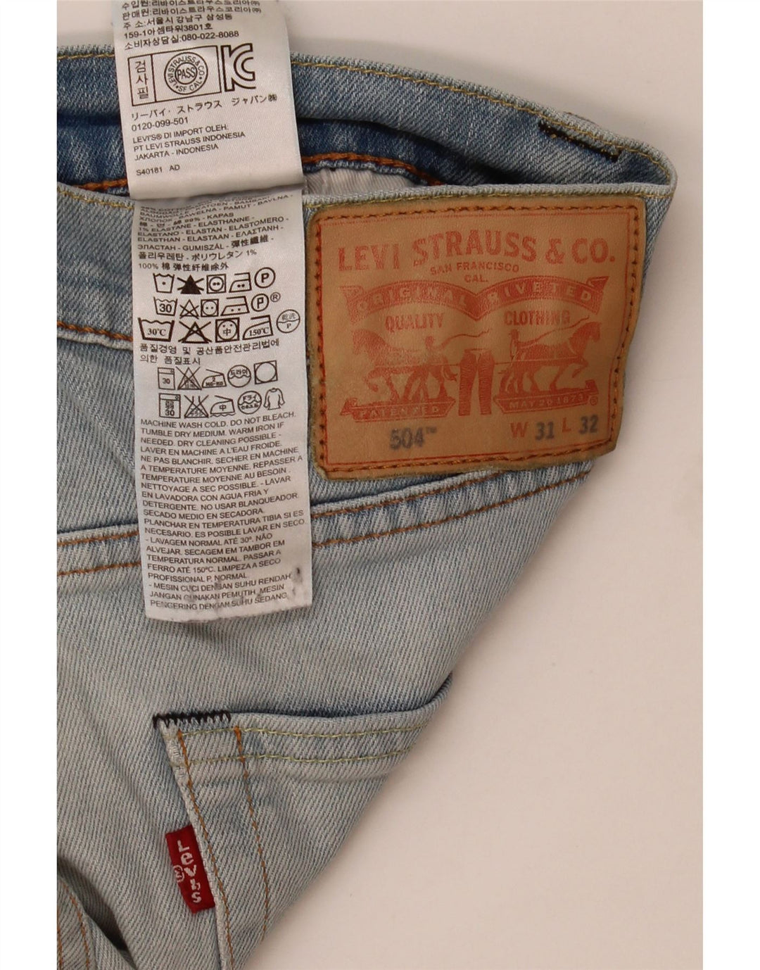 Levi's Masculino 504 Straight Jeans W31 L32 Azul Algodão