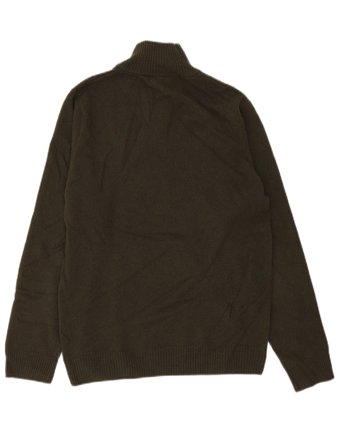 Suéter masculino Lacoste com zíper e gola tamanho 4, médio, cáqui, lã nova