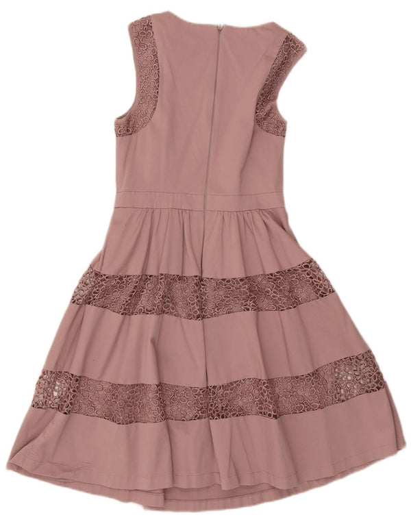 Vestido feminino sem mangas em linha A Warehouse Reino Unido 10 pequeno algodão floral rosa