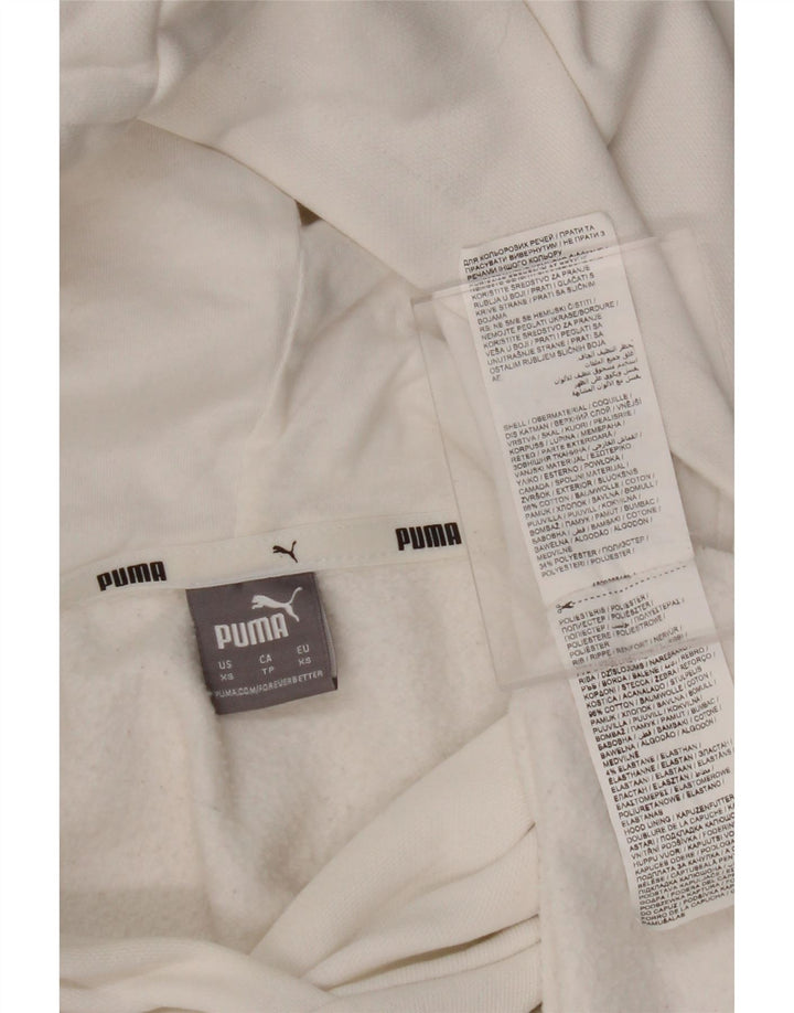 PUMA feminino oversized gráfico moletom com capuz UK 6 XS algodão branco