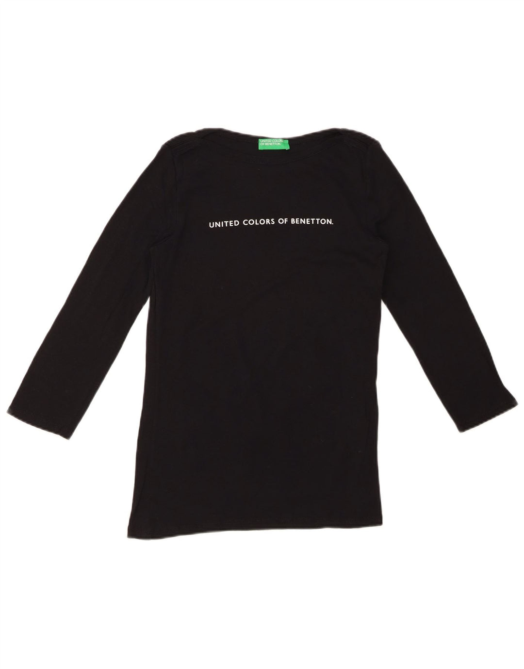 Top gráfico feminino BENETTON manga 3/4 Reino Unido 8 pequeno preto