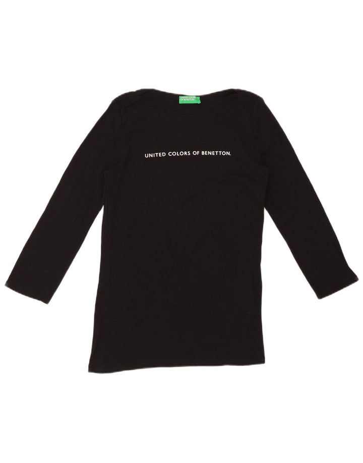 Top gráfico feminino BENETTON manga 3/4 Reino Unido 8 pequeno preto